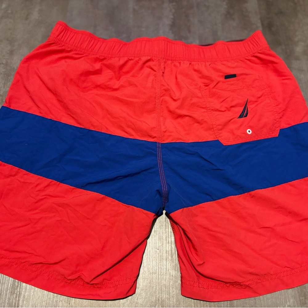 Nautica Men's Bold Red and Blue Board Shorts - Picture 2 of 2